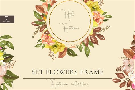 Watercolor Set Of Autumn Frames Flower Graphic By Julia Bogdan