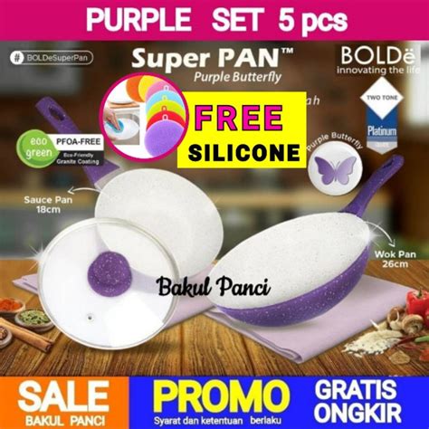 Jual BOLDe SUPER PAN PURPLE SET WAJAN PANCI PANCI CERAMIC COOKWARE