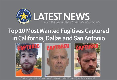 Top 10 Most Wanted Fugitives Captured in California, Dallas and San ...