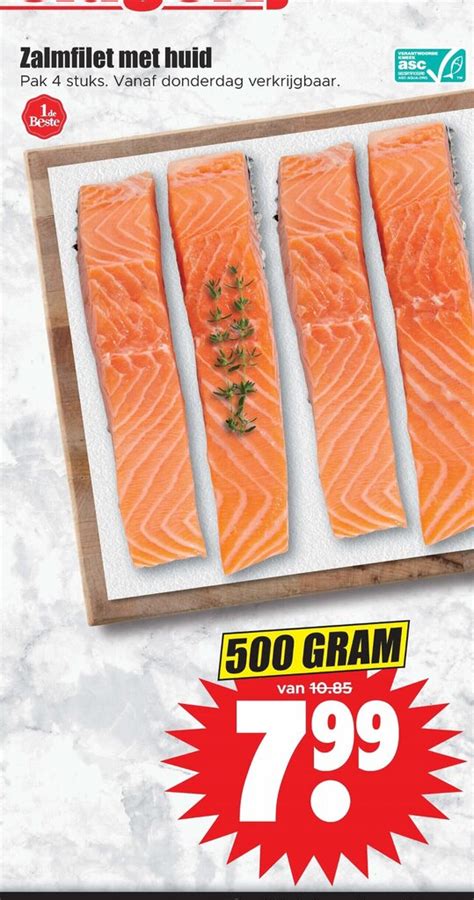 Zalmfilet Met Huid Pak 4 Stuks 500 Gram Aanbieding Bij Dirk