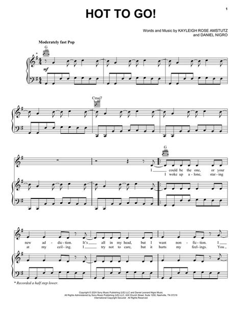 Chappell Roan Hot To Go Sheet Music Download Printable Pdf Notes In