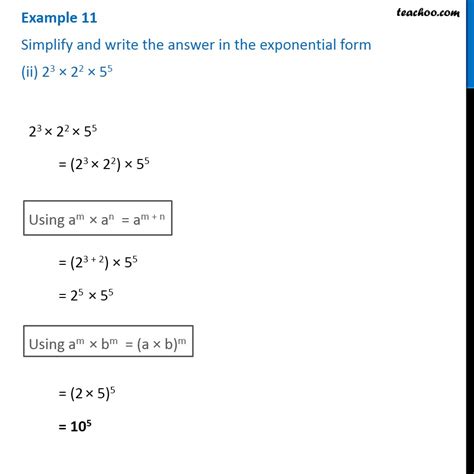 Example Simplify And Write The Answer In Exponential Form