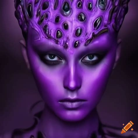 Purple Futuristic Alien Girl With Unique Appearance