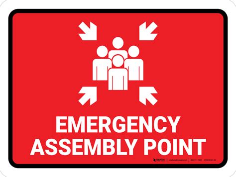 Emergency Assembly Point Red Landscape Wall Sign