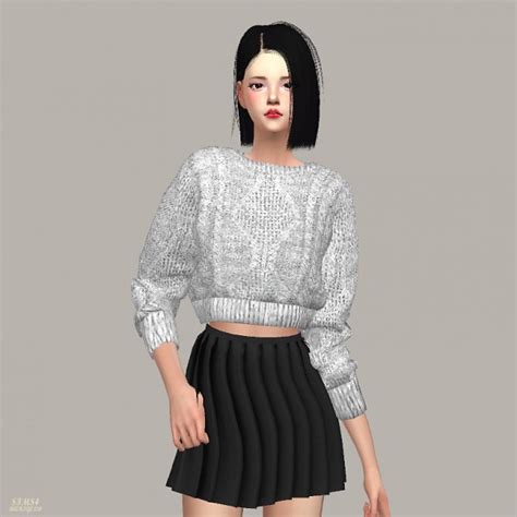 Sims4 Marigold Crop Knit Sweater • Sims 4 Downloads