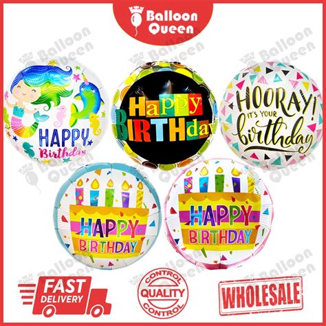 Foil Balloon 18 Inch Round Happy Birthday Belon [ready Stock] Shopee Malaysia