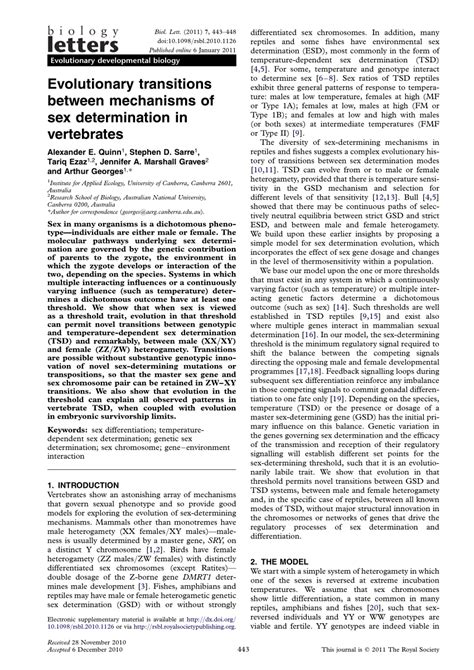 Pdf Evolutionary Transitions Between Mechanisms Of Sex Determination