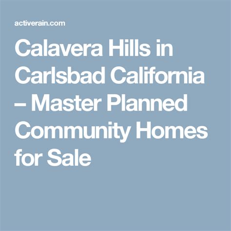 The Calavera Hills Community In Carlsbad California Carlsbad