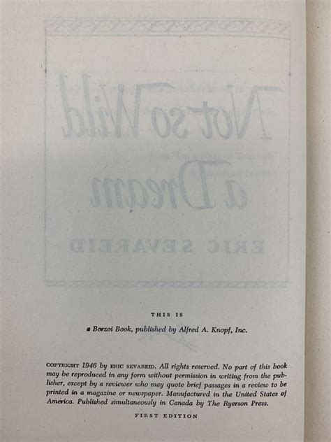 NOT SO WILD A DREAM by Sevareid, Eric, 1912-1992: Hardcover (1946 ...