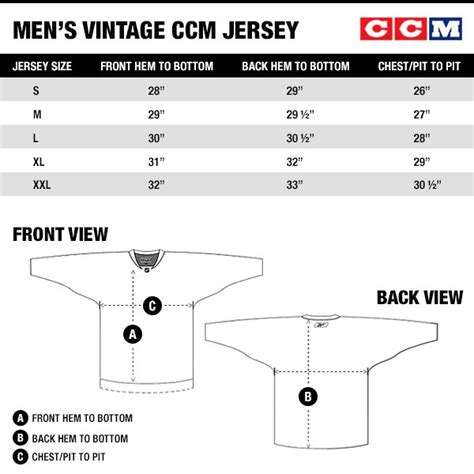 Ccm Jersey Size Chart