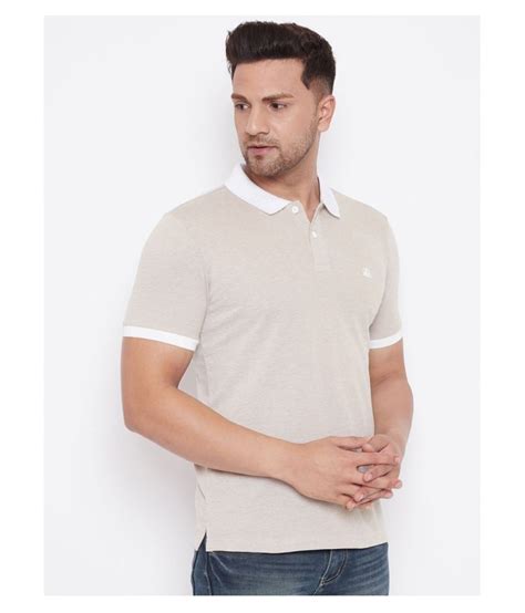 Fat Bob Cotton Blend Beige Plain Polo T Shirt Buy Fat Bob Cotton