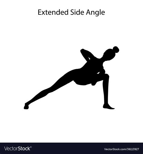 Extended Side Angle Pose Yoga Workout Silhouette Vector Image