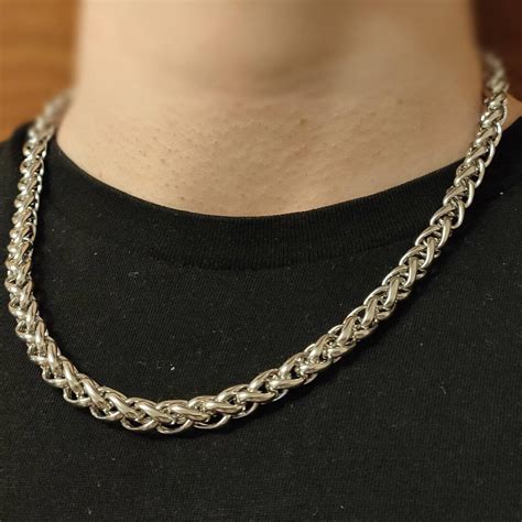 Thick Silver Wheat Chain Necklace 8mm Width 18 20 or 22 - Etsy