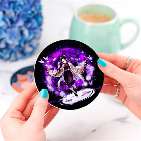 Shinobu Demon Slayer Moonlight Ceramic Drink Coasters