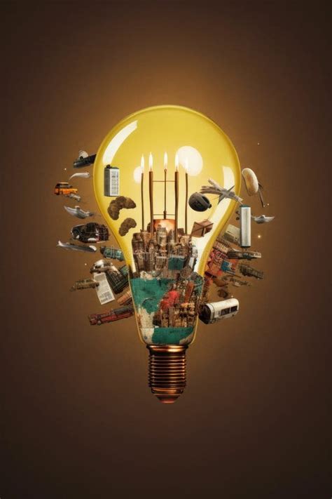 A Creative Light Bulb Surrounded By Business Symbols Stock Image