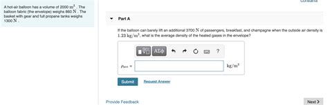 Solved Constants A Hot Air Balloon Has A Volume Of M Chegg