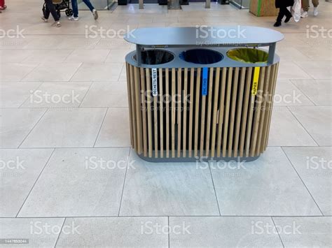 Modern Recycling Trash Bins Inside Westland Shopping Center Stock Photo