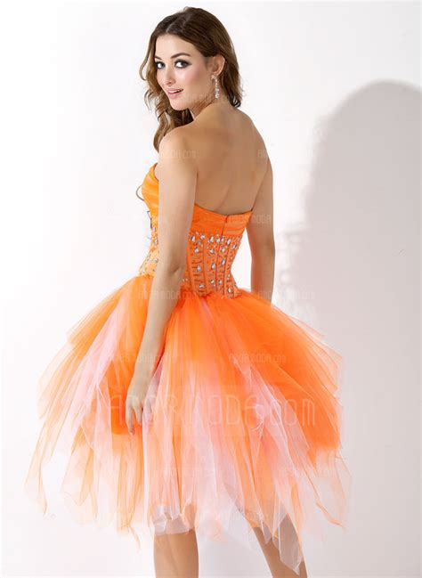 A Lineprincess Sweetheart Knee Length Tulle Homecoming Dress With Beading Cascading Ruffles