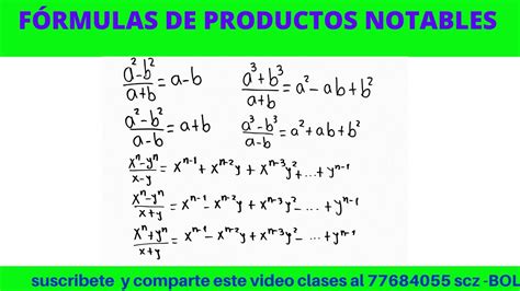 Cocientes Notables FÓrmulas Youtube