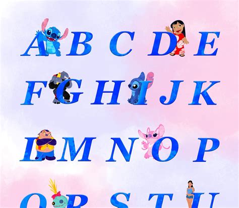 Alphabet Lilo And Stitch Set 3 Images Lilo And Stitch Print Art Etsy