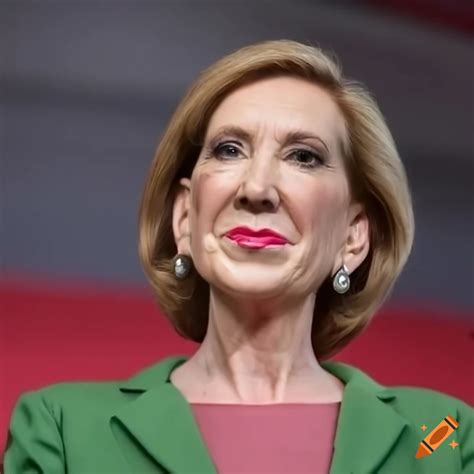 Confident Close Up Of Politician Carly Fiorina Delivering Speech In