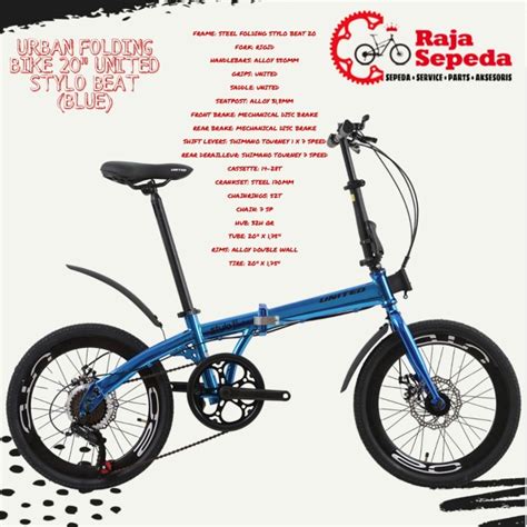 Jual SEPEDA LIPAT URBAN FOLDING BIKE 20 INCHI UNITED STYLO BEAT BLUE