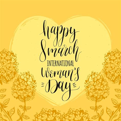 Premium Vector Happy Womans Day Handwritten Lettering Card Vintage