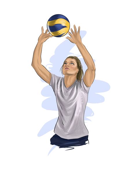 Abstract Volleyball Player Jumping From Splash Of Watercolors Colored