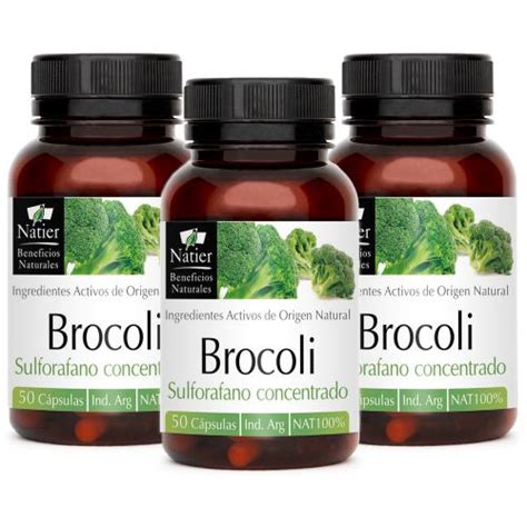 Pack 3 Natier Brócoli X 50 Cápsulas Antimicrobiano Y Antiinflamatorio