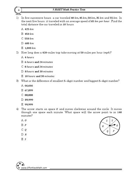 Free Hiset Math Practice Test Printable