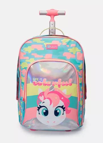 Morral escolar Puket Mochila Escolar Rodinha Unicórnio Colorful