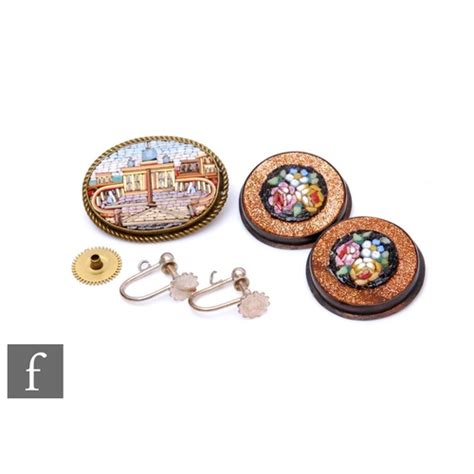 A Collection Of Micro Mosaic Jewellery To Include A Pair Of Floral