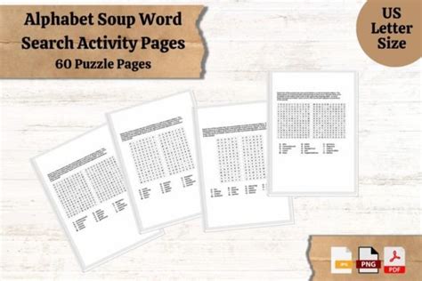 Alphabet Soup Word Search Puzzle Pages Graphic By Utterly Printable · Creative Fabrica