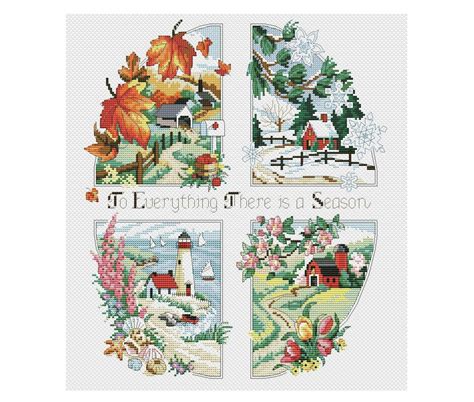 Four Seasons Cross Stitch Pattern Landscape Cross Stitch Etsy