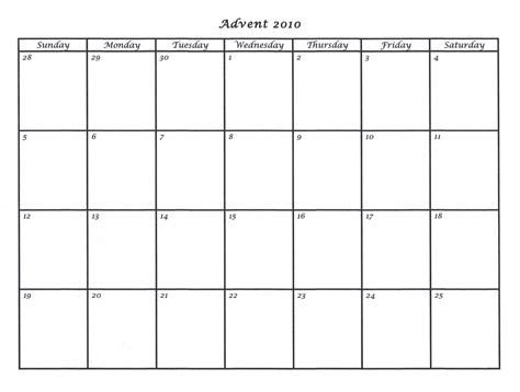 5X7 Calendar Template Free – Printable Blank Calendar Template