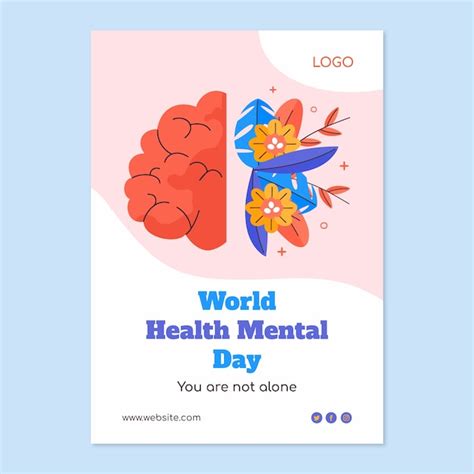 Free Vector Flat World Mental Health Day Vertical Poster Template