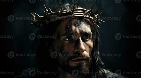 Jesus Christ with crown of thorns. AI generated 26843292 Stock Photo at ...