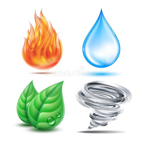 Los Cuatro Elementos Tierra Agua Aire Y Fuego Ilustraciones Stock