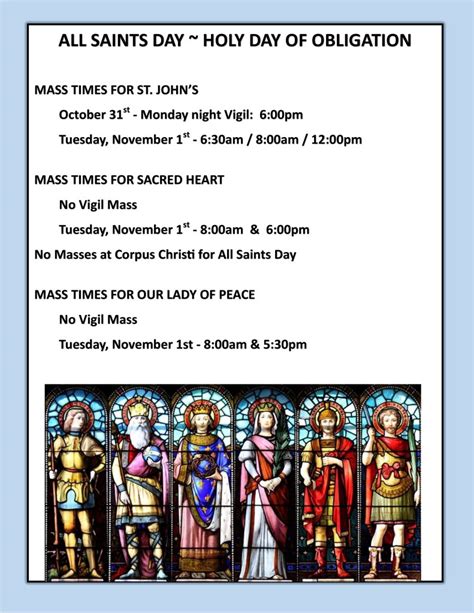 Area All Saints Day Masses Holy Day Of Obligation St John S Marshfield