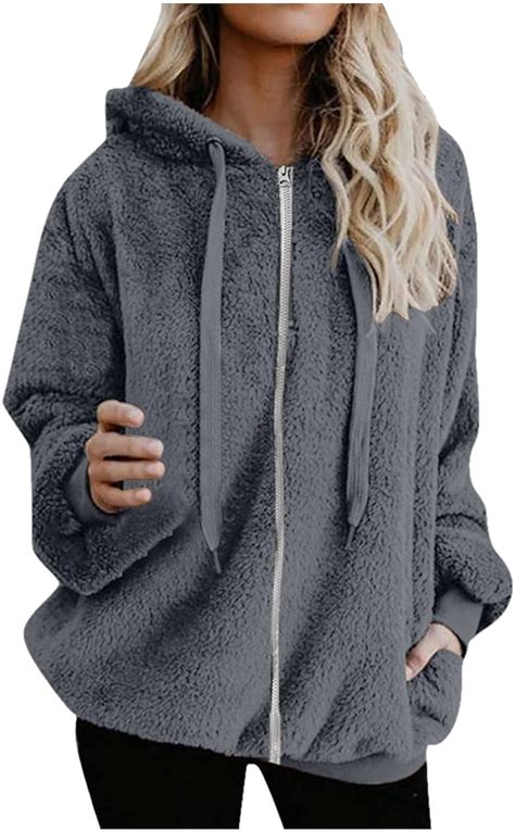 QHDDP Teddy Jacke Fleece Jacke Teddy Mantel Wollfleece Jacke Damen