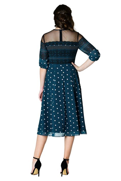 Shop Illusion Floral Dot Print Georgette Dress Eshakti