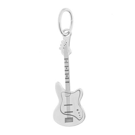 Pendentif Guitare En Argent Rhodi Ref