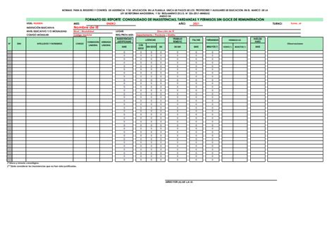 Plantilla De Informe De Asistencia Automatizado Aprendo En Casa Mes