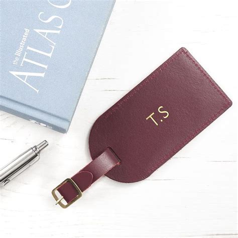 Personalised Burgundy Foiled Leather Luggage Tag Leather Luggage Tags