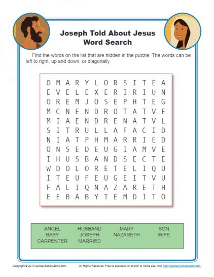 Mary And Joseph Word Search Printables