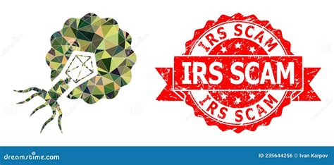 Distress Irs Scam Stamp And Virus Infecting Cell Low Poly Mocaic