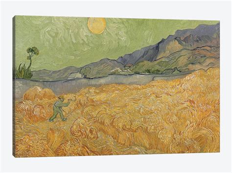 Wheatfield with Reaper, 1889 Ca - Canvas Art Print | Vincent van Gogh