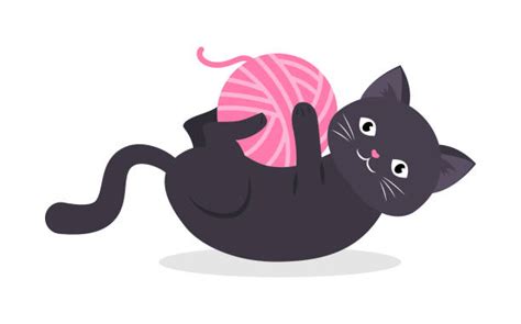 Cat Playing With Yarn Illustrations Royalty Free Vector Graphics