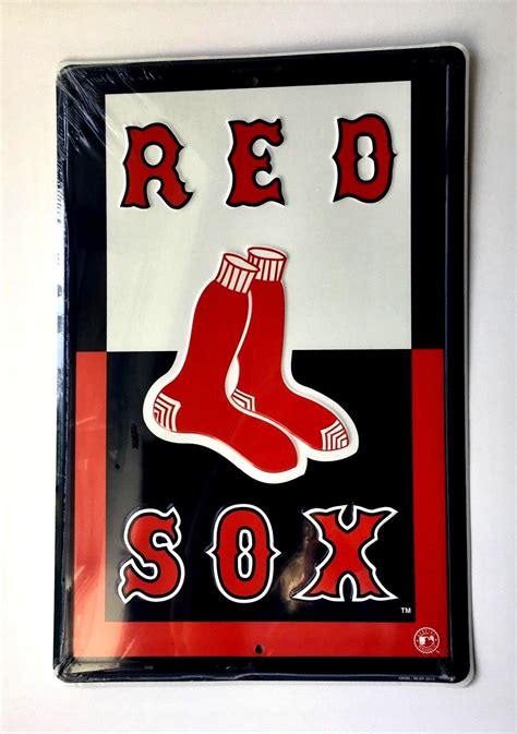 Boston Red Sox 12 X 18 Embossed Metal Parking Sign Man Cave Game Roo