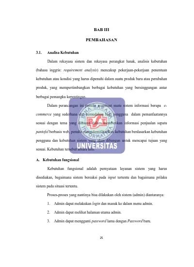 BAB III PEMBAHASAN Bahasa Inggris Requirement Analysis Mencakup